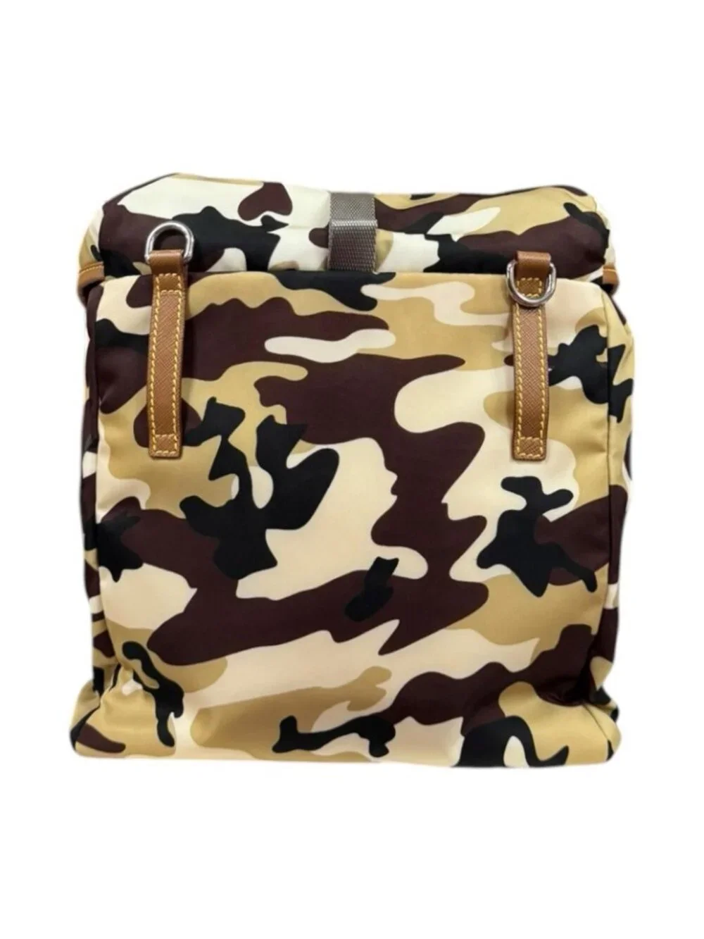 Prada Camouflage Pattern Shoulder Bag Nylon Brown